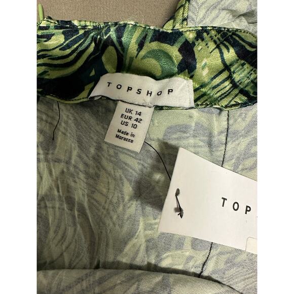 Topshop Psychedelic Satin Slip Midi Sleeveless Open Back Side Slit Womens Dress - Picture 12 of 15